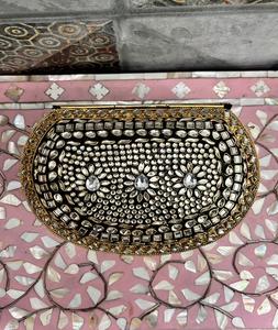 Sacs en résine et pochettes en résine Kundan, sacs à bandoulière de créateur pour femmes, sacs à main en résine marbrée verte MOP - Product Image 5