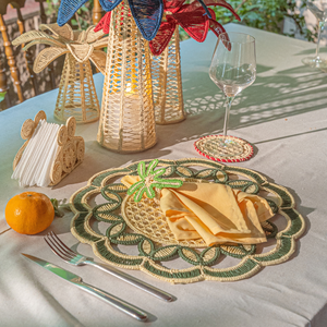 Round Placemats Paper <b>Woven</b> Boho Decorative Circle <b>Place</b> <b>Mat</b> for Wedding Christmas Thanksgiving Day Holiday Dinner - Product Image 1