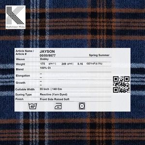 Tissu Dobby 100% Coton Teint en Fil 175 GSM, Motif Écossais Bleu Marron, Tissage en Relief, Finition Douce, OEM ODM, Vente en Gros, Tissu de Chemise en Coton - Product Image 4