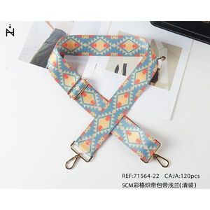 Bolso de nailon de 5 cm con diseño de cuadrícula colorida azul claro para la fabricación de equipaje, estilo moderno. - Product Image 1