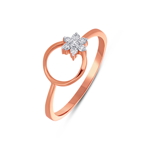 14K Rose Gold Diamond Flower <b>Ring</b> Round Brilliant Cut Floral Cluster <b>Open</b> Circle Design Engagement <b>Ring</b> for Women 0.10 CT - Product Image 1