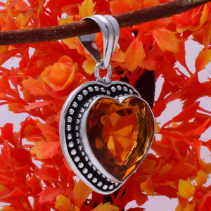 Colgante de Topacio Citrino en Forma de Corazón, Plata de Ley 925, Gema Amarilla Natural, Regalo de Joyería para Ella - Product Image 2