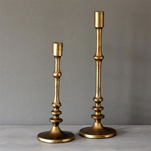 Luxury Vintage Hammered Brass Candle Holder Set Elegant <b>Tall</b> Gold Metal <b>Candlestick</b> Stand for Hotel Dining Event Centerpiece - Product Image 5