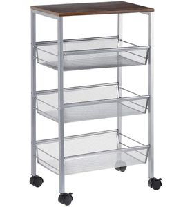 Compact Iron Kitchen Trolley With Multi Functional Storage Design And Smooth Mobility <b>Caster</b> <b>Wheel</b> Features - Product Image 1