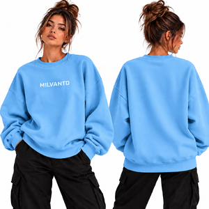 Sudadera Rosa Personalizada para Mujer, 100% Algodón Premium, Hombros Caídos, Corte Holgado, Cuello Redondo - Product Image 3