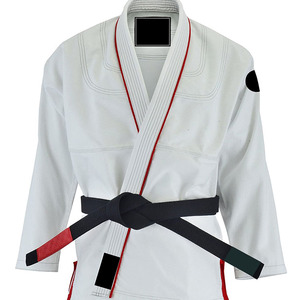 Kimono de BJJ Unisex Blanco, 280g, Poliéster/Algodón, Duradero, Corte Regular, Talla Adulto, Color Liso, Cinturón Negro, Ribete Rojo, Transpirable, Secado Rápido - Product Image 5