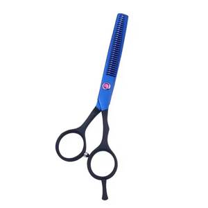 Ciseaux à cheveux bleus avec lames en acier inoxydable tranchantes, manche moyen, conception pour droitiers, pour usage professionnel - Product Image 3