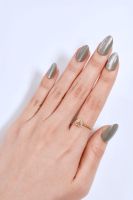 Uñas Postizas Metálicas Negras Personalizadas Helios, Diseño 3D con Cuentas, Estampado Dorado, Forma Almendrada, Tamaño Mediano 24