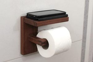 Wooden Toilet <b>Paper</b> Holder <b>Wall</b> Mounted Bathroom Toilet Roll Holder Rustic Solid <b>Wood</b> Tissue <b>Paper</b> Hanger Brown Toilet <b>Paper</b> - Product Image 4