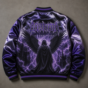 Blouson Bomber <span class=keywords><strong>Abomination</strong></span> Never Fade pour Homme, Style Punk, Violet et Noir, Impression par Sublimation, Fermeture Éclair sur le Devant, Doublure en Satin - Product Image 2