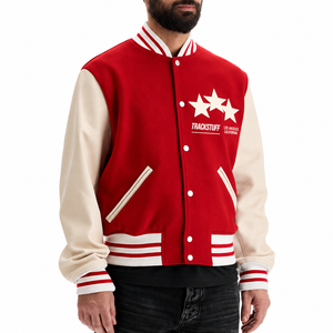Veste universitaire personnalisée pour homme en laine et coton, col montant, logo brodé sur le devant, style streetwear, hiver - Product Image 4