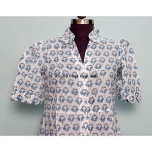 Vestido midi floral de algodón 100% ecológico para mujer, estilo Kangura, cuello en V, manga corta, decoración con botones, lavable. - Product Image 2