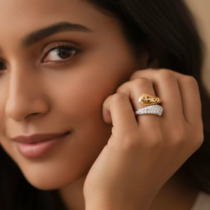 Modern Gold <b>Wrap</b> Ring with Geometric Floral Cut-out Design-Statement Ring for <b>Wedding</b> & Engagement - Product Image 5