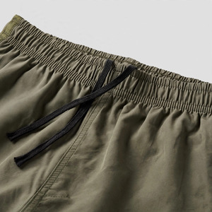 Men's Solid Knitted Breathable <b>Canvas</b> Cargo Hiking Shorts High Waist Quick Dry Bermuda Pockets Casual Style Drawstring Closure - Product Image 4