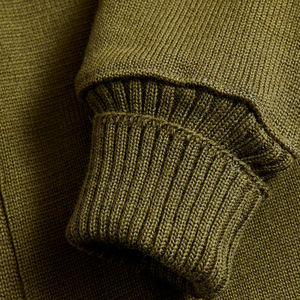 Cardigan en laine/nylon vert olive pour homme Tiki Taka Sports, col en V, manches longues, fermeture boutonnée, patchwork, vêtement d'hiver respirant - Product Image 5