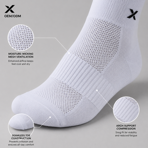 X Cycling <b>Socks</b> Spandex/Polyester/Cotton Breathable Training <b>Running</b> Adults Winter Solid Color Logo Cuff Knitted Silicon - Product Image 3
