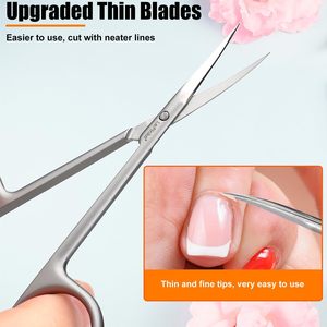 Tijeras para Cutículas Duraderas de Primera Calidad, Hojas Curvas de Acero Inoxidable Multiusos para Manicura, Arte de Uñas, Adolescentes, Cejas y Pestañas - Product Image 4