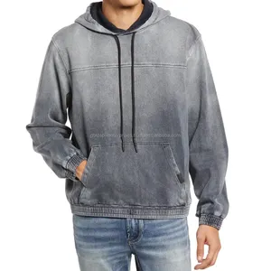 Дизайнерский высококачественный французский махровый 100% хлопковый винтажный пуловер с логотипом на заказ, объемный Мужской капюшон
