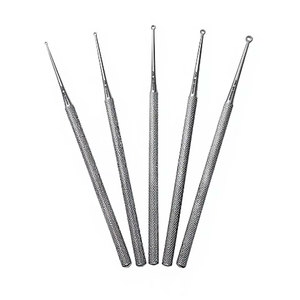 Curettes Buck Ear 6,5 pouces, pointues et à bout arrondi, droites et courbées, instruments chirurgicaux ORL en acier inoxydable, pour cire d'oreille de précision - Product Image 1