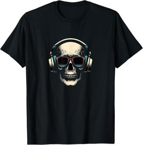 T-shirt graphique tricoté à motif tête de mort, vêtements d'été décontractés, écologiques et respirants - Product Image 1