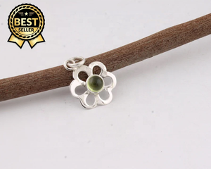 925 plata esterlina chapada en oro lágrima gota peridoto piedra preciosa colgante moda piedra suelta joyería - Product Image 1