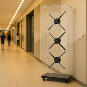 Missyou HologramFan 3D – Étui de protection en acrylique avec roulettes pour ventilateurs de 46 cm, 52 cm, 56 cm – Vitrine transparente - Product Image 3