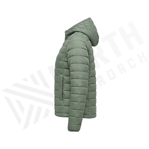 Hooded Quilted Jacket Women Winter Full Sleeve Solid Color Polyester Filling Zipper Closure Regular Length - Product Image 3