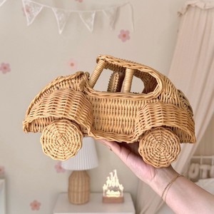 Juguete creativo para niños en edad preescolar, coches de mimbre tejidos, coche de madera de tamaño mini, juguetes para jugar en familia. - Product Image 5