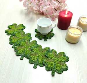 Handmade Beaded Shamrock <b>Drinking</b> <b>Straw</b> Green Fabric Reusable Eco-Friendly Luxury Bar Accessory 4 Inch Size Home Restaurant Use - Product Image 5