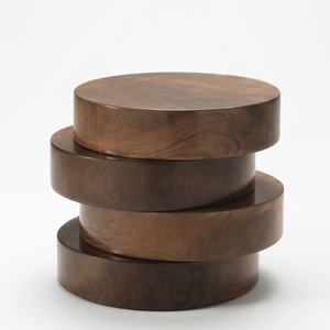 Taburete de Madera Moderno, Diseño Minimalista, Redondo, Apilable, para Sala de Estar, Construcción de Madera Sólida y Duradera - Product Image 1