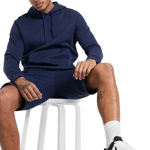 Conjuntos de sudaderas con capucha para hombre de la mejor calidad, logotipo personalizado, 100% algodón, conjunto deportivo de sudadera y pantalones cortos, conjunto de dos piezas de sudadera con capucha y pantalones cortos para hombre - Product Image 3