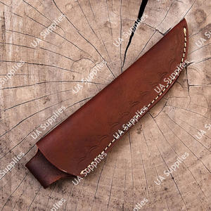 Étui à couteau en cuir de vachette cousu main, finition haut de gamme, logo personnalisé, style vintage, lame fixe, tactique, camping en plein air - Product Image 4