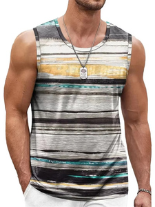 Camisetas sin mangas de punto retro de verano para hombre, transpirables, con estampado 3D, para fitness, sin mangas, cuello redondo, de secado rápido, deportivas - Product Image 3