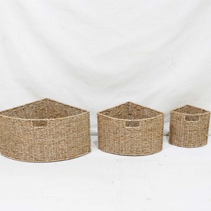 Triangle Seagrass Storage <b>Basket</b> Corner Organizer Bin Set Nesting Decorative <b>Baskets</b> with Handles - Product Image 2