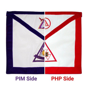Delantal Masónico PHP y PIM - Delantal Reversible Rojo y Morado de Doble Cara, Regalia de Logia, Accesorio Decorativo Hecho a Mano - Product Image 1