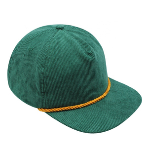 Casquettes en velours côtelé vert à 5 panneaux, vierges, avec cordon de réglage, design personnalisé, profil bas, non structurées, style snapback - Product Image 3