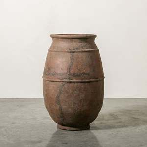 Vase rustique en terre cuite émaillée, pot en céramique antique, pot brun texturé avec trou de drainage, écologique pour la décoration de la maison et du jardin - Product Image 1