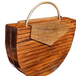 Embrague de madera estilo bambú superventas | Bolso de diseñador ecológico de lujo hecho a mano | Última colección de embragues - Product Image 1