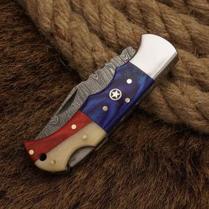 Couteau de chasse à lame fixe en acier Damas, haute durabilité 58HRC, pour camping en extérieur, avec étui en cuir – Fournisseur B2B, commande en gros - Product Image 5