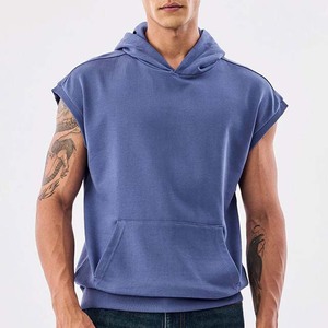 เสื้อสเวตเชิ้ตมีฮู้ดแขนกุดสำหรับผู้ชาย สีพื้น ผ้าฝ้ายเฟรนช์เทอร์รี่ ทรงลำลอง มีกระเป๋า ดีไซน์เรียบง่าย ความยาวปกติ เหมาะสำหรับใส่ในฤดูใบไม้ผลิ - Product Image 1