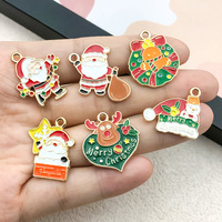 Breloque en alliage émaillé motif Père Noël, renne et flocon de neige, dorée, pour calendrier de l'Avent et décorations de fêtes