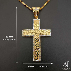 จี้กางเขนชุบทอง 18K ประดับเพชรซิคอน เงินแท้ 925 สไตล์ฮิปฮอป เครื่องประดับคริสเตียนสำหรับผู้ชาย - Product Image 4