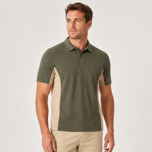 Men's Interlock Fabric <b>Shirt</b> Custom Embroidered Contrast Turndown Collar Trim Muscle Fit Breathable Custom Woven Label Men <b>Shirt</b> - Product Image 2