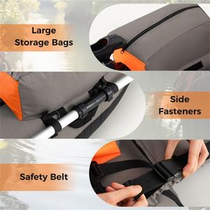 Orange and Gray 350lbs <b>Inflatable</b> Fishing <b>Float</b> Tube with 2 Air Chambers Featuring Rod Holder and Fish Ruler - Product Image 4