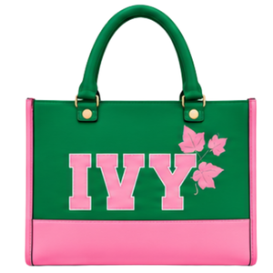Pink Green AKA Women Ivy Tote Bag Letter and Leaf Graphic Fashion <b>Handbag</b> Double <b>Handle</b> Shoulder Purse for Shopping Travel Daily - Product Image 1