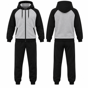 Ensemble de survêtement deux pièces pour homme personnalisé : sweat à capuche zippé et pantalon de jogging – Tenue de sport décontractée - Product Image 1