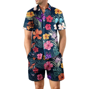 Top High Quality Wholesale Summer Customized Printed Short Sleeve Casual Comfortable Men Shirt And Shorts <b>Set</b> - Product Image 1
