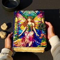 Carnet en cuir artisanal en vitrail multicolore, Grimoire Wiccan, Livre des Ombres, Livre de sorts, Lecture classique, Rajasthan