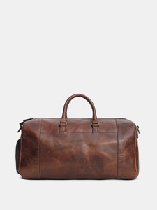 Sac de voyage vintage en cuir véritable marron vieilli, décontracté et luxueux, avec fermeture éclair, pour homme, rétro, pour le week-end, la gym, les sports, résistant à l'eau - Product Image 3
