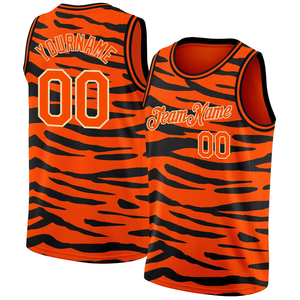 Camiseta de Baloncesto Personalizada con Rayas de Tigre, Unisex, Sin Mangas, Cuello Redondo, Malla de Poliéster Transpirable, Ropa Deportiva para Adultos, Corte Regular - Product Image 1